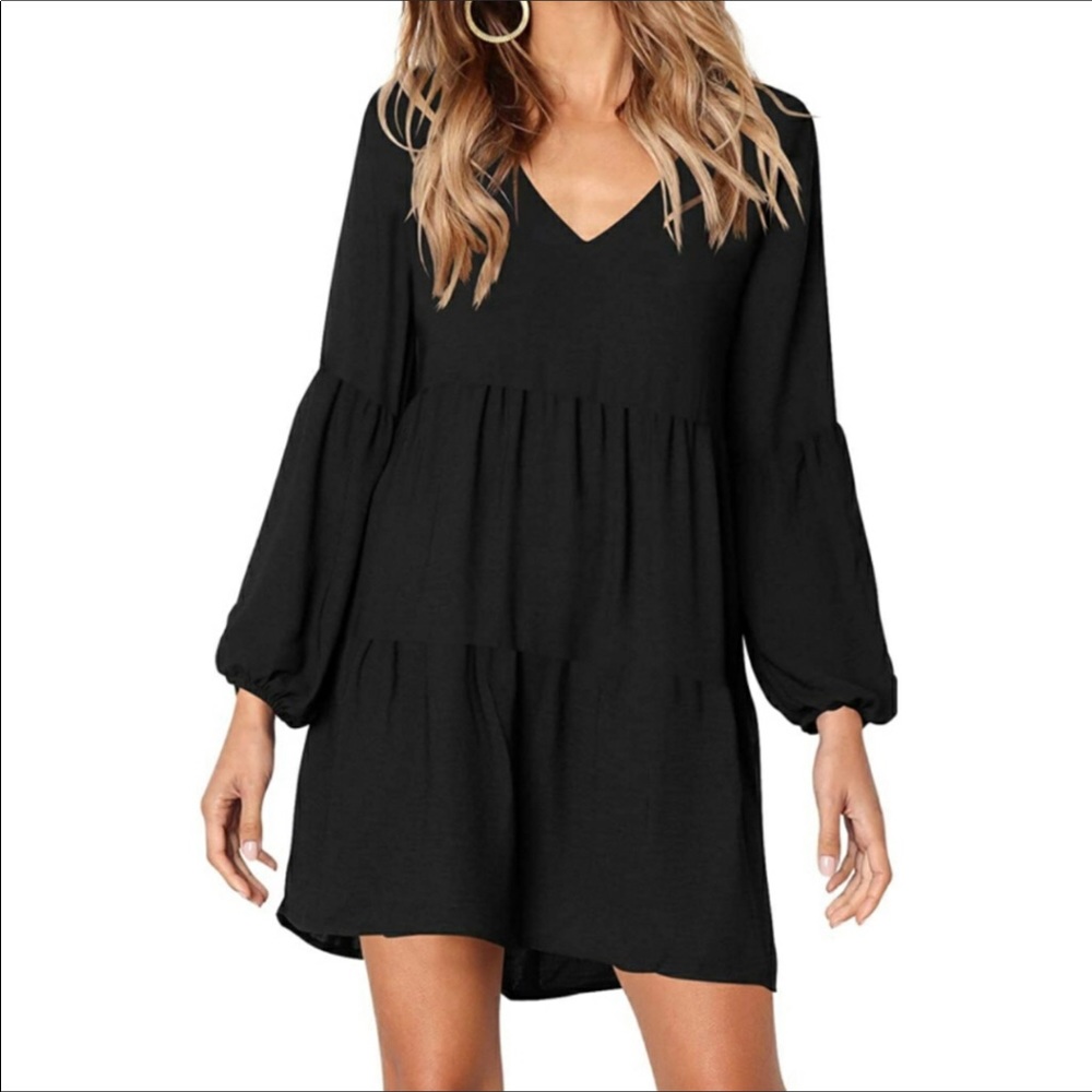 🆕Tunic Dress VNeck Casual Loose Flowy Swing Dress